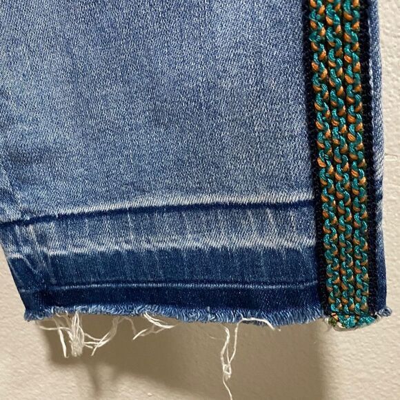 New Look Petite Leyla Relaxed‎ Skinny Jeans Side Stripe Boho Festival Raw Hem 6P - Picture 6 of 13